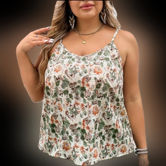 SHEIN Tops - 🆕️Shein - plus size 1x tank top - Floral / butterfly pattern